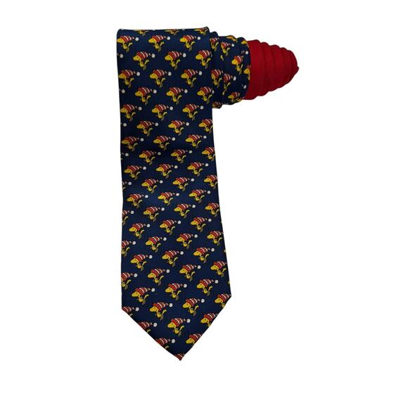 Peanuts Snoopy Woodstock Christmas Cartoon Novelty Necktie Polyester - Picture 1 of 7
